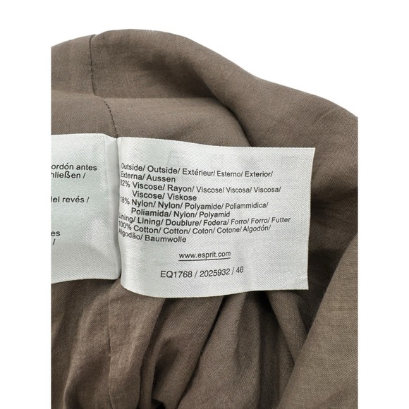 Esprit Y2K Brown‎ Sleeveless Tiered Mini Dress Size 16 Smocked Cottagecore - Picture 7 of 8